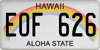 HI license plate EOF626