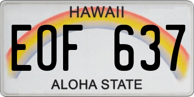 HI license plate EOF637