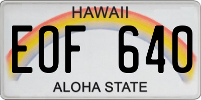 HI license plate EOF640