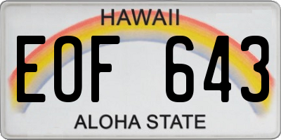 HI license plate EOF643