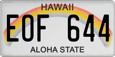 HI license plate EOF644
