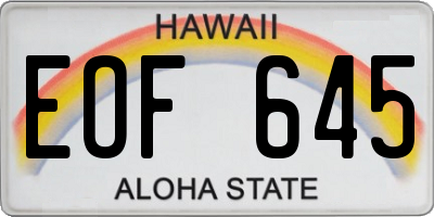 HI license plate EOF645