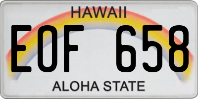 HI license plate EOF658