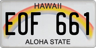 HI license plate EOF661
