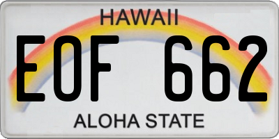HI license plate EOF662