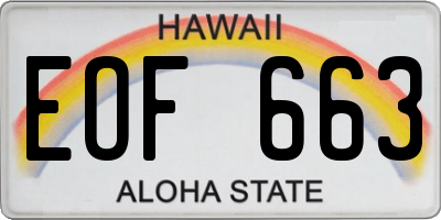 HI license plate EOF663