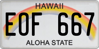 HI license plate EOF667