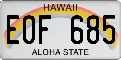 HI license plate EOF685