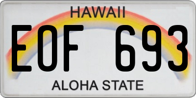 HI license plate EOF693