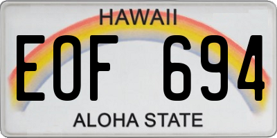 HI license plate EOF694