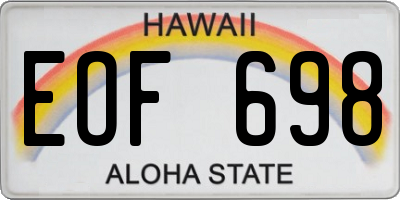 HI license plate EOF698