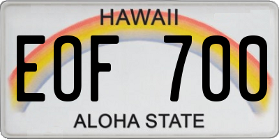 HI license plate EOF700