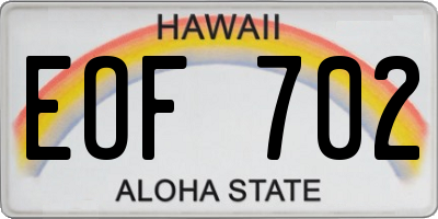 HI license plate EOF702