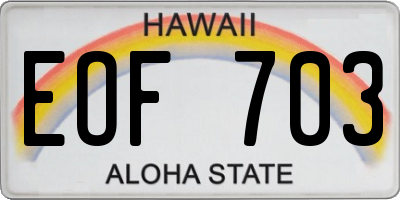 HI license plate EOF703