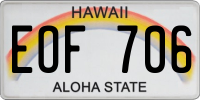 HI license plate EOF706