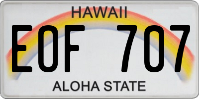 HI license plate EOF707
