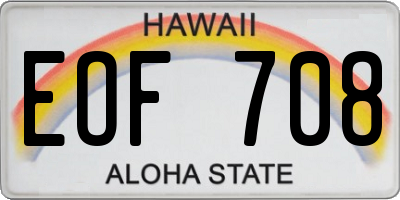 HI license plate EOF708