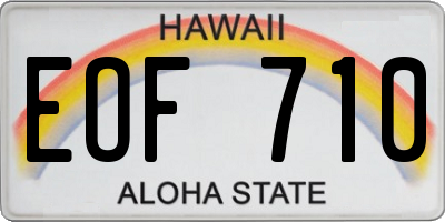 HI license plate EOF710