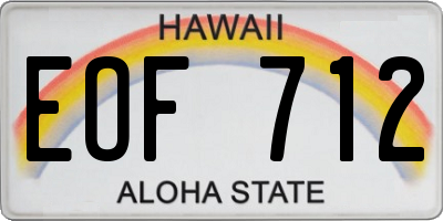 HI license plate EOF712