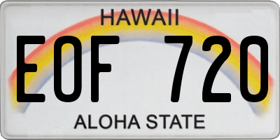 HI license plate EOF720