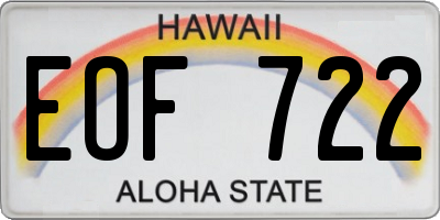 HI license plate EOF722