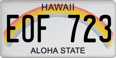 HI license plate EOF723
