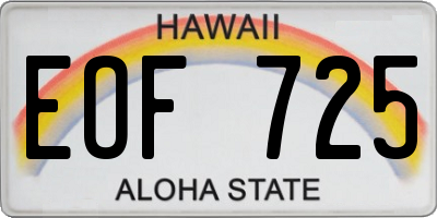 HI license plate EOF725