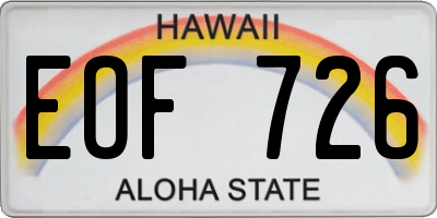 HI license plate EOF726
