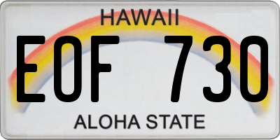 HI license plate EOF730