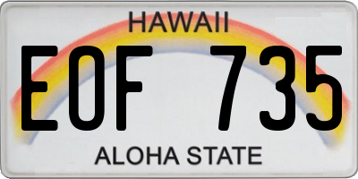 HI license plate EOF735