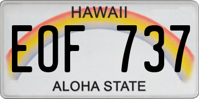 HI license plate EOF737