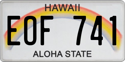 HI license plate EOF741