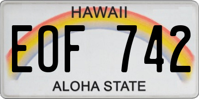 HI license plate EOF742