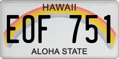 HI license plate EOF751