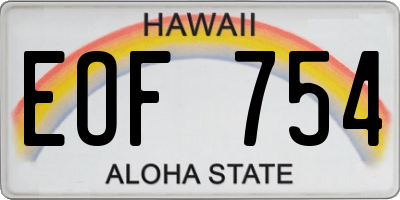 HI license plate EOF754
