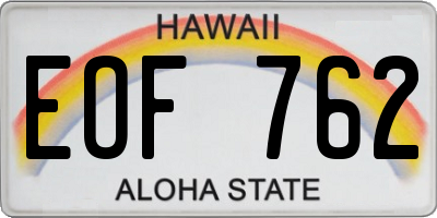 HI license plate EOF762
