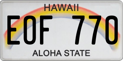 HI license plate EOF770