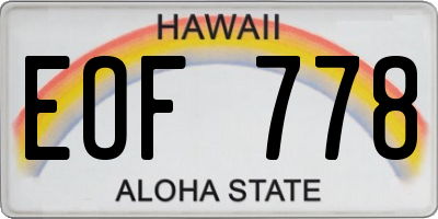HI license plate EOF778