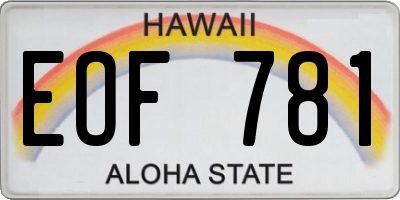 HI license plate EOF781