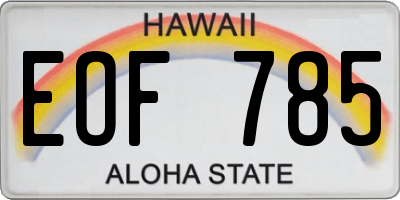 HI license plate EOF785