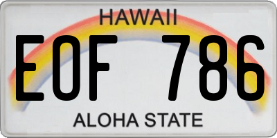 HI license plate EOF786