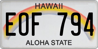 HI license plate EOF794