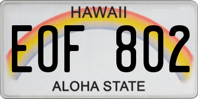 HI license plate EOF802