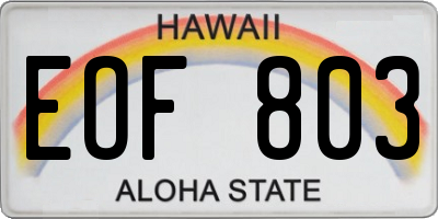 HI license plate EOF803