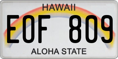 HI license plate EOF809