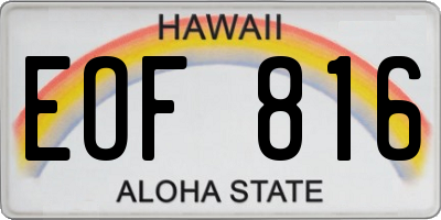 HI license plate EOF816