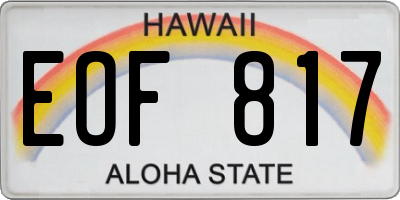 HI license plate EOF817