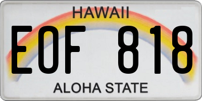 HI license plate EOF818