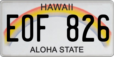 HI license plate EOF826