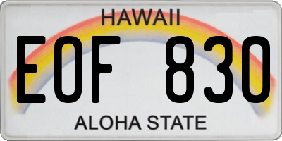 HI license plate EOF830